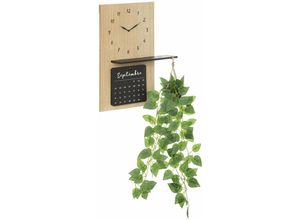 3560231631666 - Atmosphera - Wanduhr mit Kalender und Kunstpflanze 37 x 60 cm