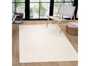 4061981305856 - Teppich Wohnzimmer Schlafzimmer Kurzflor Skandi Muster Arche Bogen Einfarbig 3D 120x170 cm Creme 5 - Paco Home