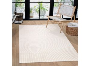 4061981305917 - Teppich Luzern 652 Teppiche Gr B L 160 cm x 220 cm 13 mm 1 St beige (creme) Esszimmerteppiche Kurzflor Uni Farben Hoch-Tief-Struktur Scandi Design