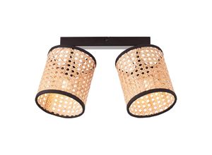 4004353394843 - Lampe Wiley Spotbalken 2flg holz hell schwarz 2x D45 E14 60W Köpfe schwenkbar - schwarz - Brilliant