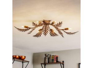 8030626534520 - Onli Lighting - Onli felce 6 Light Feather Multi Arm Halbbündige Deckenleuchte Bronze