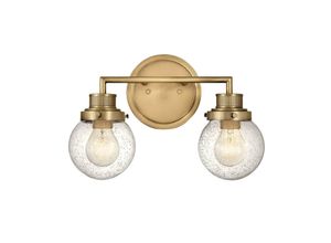 5024005588313 - Lighting QN-POPPY2-HB-BATH quintiesse Wandleuchte Poppy E27 2x40W IP44 Stahl Messing Blasenglas klar H25cm B373cm dimmbar - Elstead