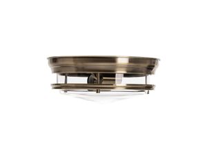 5053423136073 - Edinburgh - 2 Licht Badezimmer Flush Deckenleuchte Antik Messing IP44 E27 - Searchlight