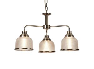 5053423095127 - Bistro - 3 Light Multi Arm Deckenanhänger Weiß Antik Messing E27 - Searchlight