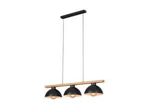 4002707408420 - Brilo - Pendelleuchte Hängelampe ner leuchten pola 40 w IP20 schwarz Metall-Holz exkl 3x E27 98 x 25 x 1035 cm