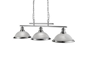 5053423057606 - Bistro - 3 Licht Decke Anhänger Bar Satin Silber saures Glas E27 - Searchlight