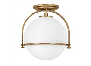 5024005230403 - Lighting qn-somerset-f-o-hb quintiesse Deckenleuchte Somerset E27 1x40W Stahl Messing Glas Opal H318cm Ø282cm dimmbar - Elstead