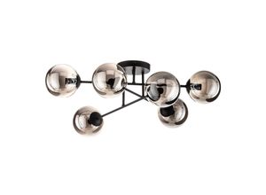 5901738900912 - Emibig Lighting - Emibig brendi Black Globe Multi Arm Semi Flush Deckenleuchte mit Graphitglasschirmen 6x E14