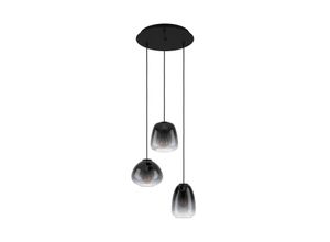 9008606235568 - Eglo - 900196 Hängeleuchte aguilares Glas bedampft schwarz-grau-transparent E27 3X40W H110cm Ø43cm dimmbar