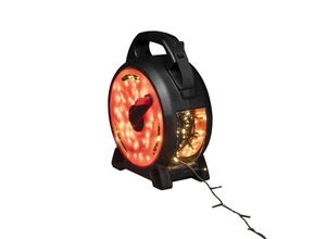 7318308321073 - LED-Lichterkette KONSTSMIDE Weihnachtsdeko aussen Lichterketten Gr Dioden 200 St Flammen 200 St Kabellänge 10 m x Gesamtlänge 2393 m schwarz (schwarz rot) Lichterketten und Lichtschlauch Micro LED mit Kabelaufroller schwarz-rot 200 warm weiße Dioden