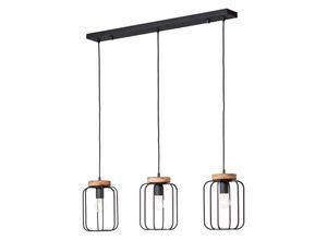 4004353395352 - Lampe Tosh Pendelleuchte 3flg Reihe antik holz schwarz korund 3x A60 E27 40W Holz aus nachhaltiger Waldwirtschaft (fsc) - braun - Brilliant