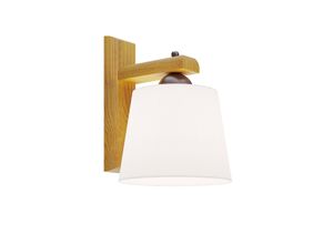 5907687436304 - Lamkur Lighting - Lamkur Aida Wandleuchte mit Stoffschirm Eiche rustikal 1x E27