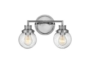 5024005588412 - Lighting QN-POPPY2-PC-BATH quintiesse Wandleuchte Poppy E27 2x40W IP44 Stahl Chrom poliert Glas klar H25cm B373cm dimmbar - Elstead