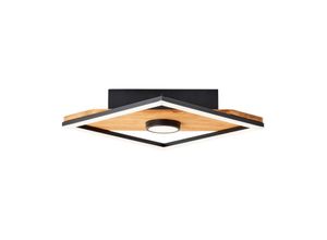 4004353409691 - Woodbridge led Deckenleuchte 25x25cm holz schwarz Holz Metall Kunststoff 1x led integriert 18 w  (Lichtstrom 1600lm Lichtfarbe 3000K) - braun