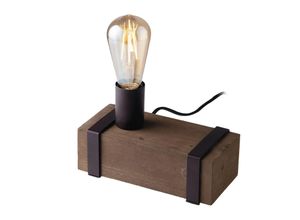 8031414872046 - - Ausgefallene Vintage Industriedesign Tischlampe texas 1 flammig mit Holzbalken