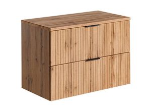 4066075080657 - Lomadox - Waschtischunterschrank 80cm ADELAIDE-56 Wotaneiche mit gerillter Front b h t ca 806 592 465 cm - braun