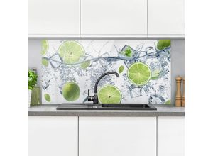 4055957675944 - Micasia - Spritzschutz Glas - Erfrischende Limette - Quer 12 Größe HxB 40cm x 80cm