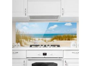 4055957670802 - Micasia - Spritzschutz Glas - Strand an der Nordsee - Panorama Quer Größe HxB 50cm x 125cm