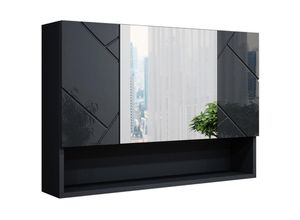 4066731227563 - Spiegelschrank Badspiegel Wandspiegel Irma Anthrazit Hochglanz 80 cm modern Badezimmer Spiegel Badezimmerschrank Badezimmermöbel Spiegeltür Schranktür Hängeschrank Einlegeboden Regal Ablage