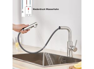 0738956107022 - Lonheo Niederdruck Küchenarmatur 360° Drehbar Wasserhahn Niederdruck Einhebelhahn aus Edelstahl Spülenmischer Mischbatterie Untertischboiler Kaltes