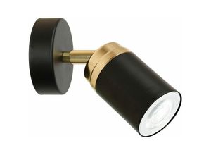 4255596618702 - Licht-erlebnisse - Wandspot in Schwarz Gold GU10 ø 8 cm Metall verstellbar Modern Wohnzimmer - Schwarz Gold