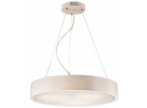 4251334890119 - Licht-erlebnisse - Hängeleuchte E27 Natur rund ø 47 cm Holz Pendelleuchte Wohnzimmer - Holz geweißt