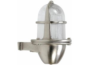 4251334845904 - Licht-erlebnisse - Außenleuchte Messing Riffelglas IP64 E27 Wandlampe Garten Haus - Nickel matt Klar Transparent