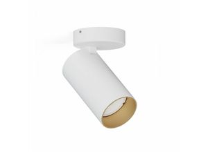 4255596652461 - Licht-erlebnisse - Aufputz Deckenleuchte Weiß Gold h 13 cm GU10 Spot Lampe Decke - Weiß Gold