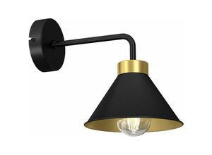 4255596618238 - Licht-erlebnisse - Wandlampe Schwarz Gold E27 Metall t 25 cm - Schwarz Gold