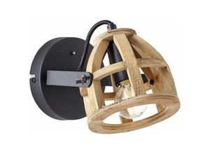 4004353372506 - BRILLIANT Lampe Matrix Wood Wandspot schwarz natur 1x D45 E14 40W geeignet für Tropfenlampen nicht enthalten Kopf schwenkbar Für LED-Leuchtmittel geeignet