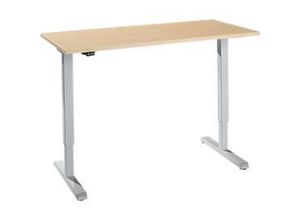 4251898825336 - Schreibtisch elektrisch höhenverstellbar Rechteck T-Fuß B 1300 x T 650 x H 715-1205 mm Ahorn weißaluminium 4251898825336 - Schreibtisch elektrisch höhenverstellbar Rechteck T-Fuß B 1300 x T 650 x H 715-1205 mm Ahorn weißaluminium