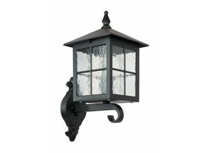 4251756345648 - Licht-erlebnisse - Außenwandleuchte IP43 Schwarz E27 Glas Aluguss Rustikal Außenlampe Wand Haus - Schwarz