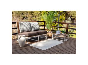 0889292546300 - Surya - Teppich Outdoor Indoor Terrasse Balkon Modernes Abstraktes Design Elfenbein und Grau 80 x 150 cm