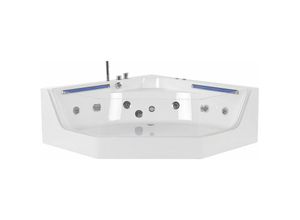 Image of Whirlpool-Badewanne Weiß 211 x 150 cm Eckmodell mit led mit 7 Farben Sanitäracryl Badezimmer
