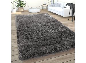 4061981130922 - Hochflor Teppich Wohnzimmer Shaggy Pastell Einfarbig Weich Flauschig Anthrazit 60x100 cm - Paco Home