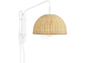 8433840681320 - Damila Wandlampe aus Metall weiß und Rattan mit natürlichem Finish - Mehrfarbig - Kave Home