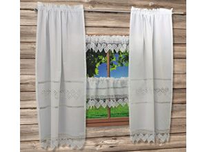 4056837012415 - Querbehang HOSSNER - ART OF HOME DECO BALDO Gardinen Gr 20 cm Stangendurchzug 120 cm weiß Landhaus Gardinen Gardine