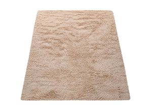 4061981140853 - Hochflor Teppich Wohnzimmer Fellteppich Kunstfell Flauschig Rutschfest Beige 80x150 cm - Paco Home