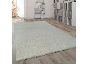 4061981060267 - Hochflor Teppich Shaggy Wohnzimmer Modern Einfarbig Beige Creme 80x150 cm - Paco Home