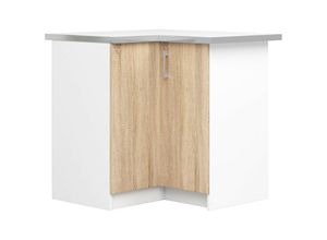 5901738163393 - Küchenschrank Akord lima modular S90 Unterschrank für die Ecke der Küche mit Arbeitsplatte Weiß 84 cm 2 Türen 2 Ebenen Front Sonoma-Eiche B84 x H855