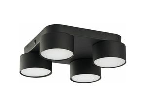 4255596653017 - Licht-erlebnisse - Deckenlampe flach h 65 cm b 22 cm Schwarz 4-flammig GX53 Metall Deckenleuchte Flur Küche - Schwarz