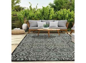 4065975011204 - Vimoda - In- und Outdoor Teppich Terrassen & Balkon Küche Teppich Rauten Design Schwarz & Grün120x160 cm