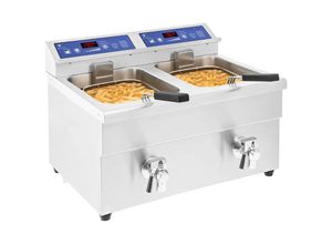 4250928646736 - Royal Catering - Induktionsfritteuse Fritteuse Elektro Induktion Digital 2x10 l 2x3500 w Timer - Silbern