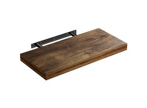 4250525371864 - Wandregal Freischwebend inkl Halterung mdf 15kg Tragkraft 38cm Stärke Wand Flur Board Regal Bücherregal Hängeregal Küchenregal 50cm Eiche dunkel