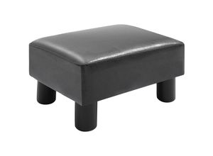 4250871214969 - Homcom - Fußhocker Beinstütze Sitzhocker Eingangbank Rückenfreier Hocker Bank Sitzbank Chesterfield aus Kunstleder Schwarz 40 x 30 x 24 cm - Schwarz