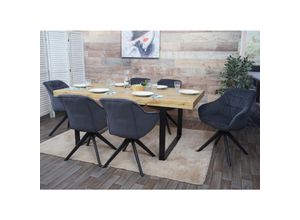 4057651784083 - 6er-Set Esszimmerstuhl MCW-K28 Küchenstuhl Polsterstuhl Stuhl mit Armlehne drehbar Metall ~ Stoff Textil grau 4057651784083 - 6er-Set Esszimmerstuhl MCW-K28 Küchenstuhl Polsterstuhl Stuhl mit Armlehne drehbar Metall ~ Stoff Textil grau