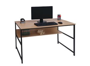 Image of Schreibtisch McW-K80, Bürotisch Computertisch Arbeitstisch Ablage, Metall MDF 120x60cm ~ natur