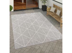 4061981116575 - Paco Home Outdoor Teppich Wetterfest Wohnzimmer Küche Balkon Skandinavisch Geometrisch 160x220 cm Grau