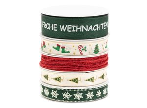 4058896314110 - Bänderpaket Weihnachten grün-rot 2–25 mm 4x 2 m 1x 3 m