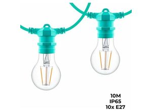 8435427108763 - Barcelona Led - Girlande von 10 Metern schwarzer Farbe für 10 Glühbirnen Farbe Aquagrün - Aquagrün